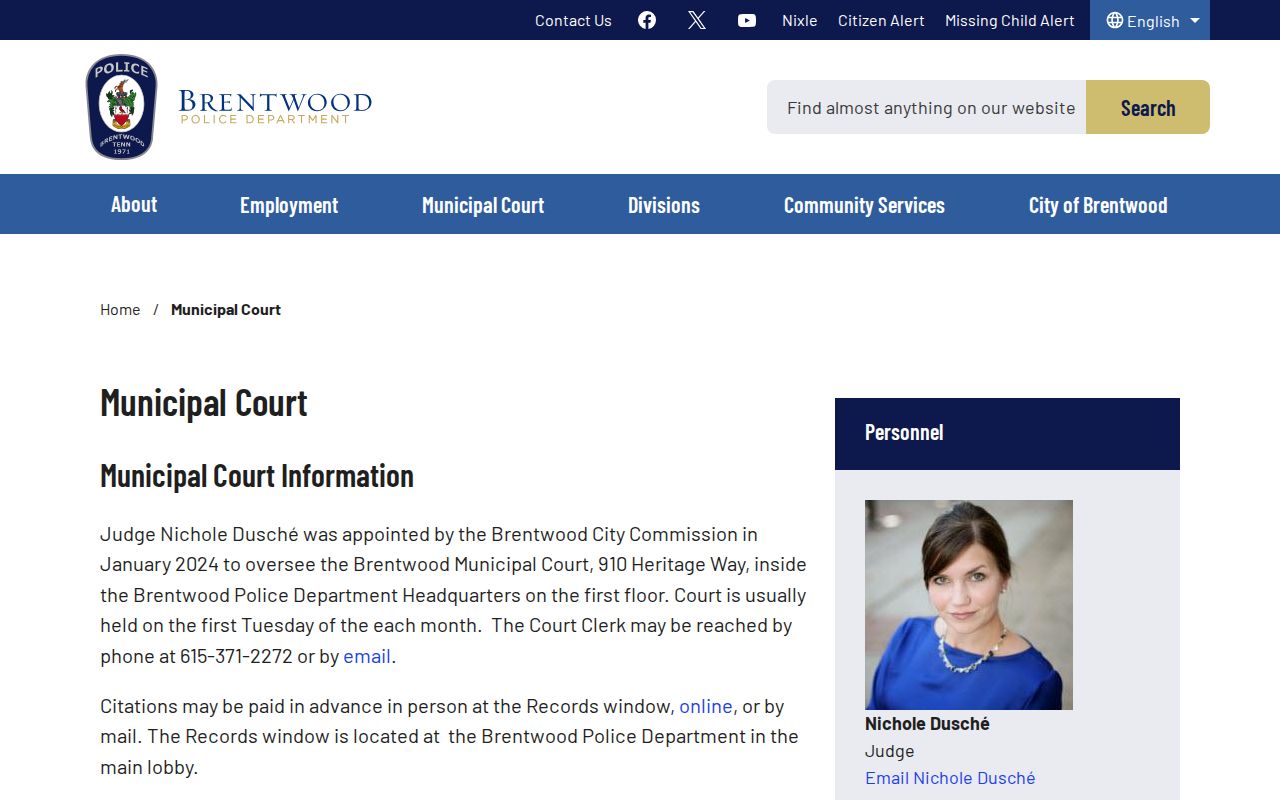 Brentwood court docket Municipal Court information