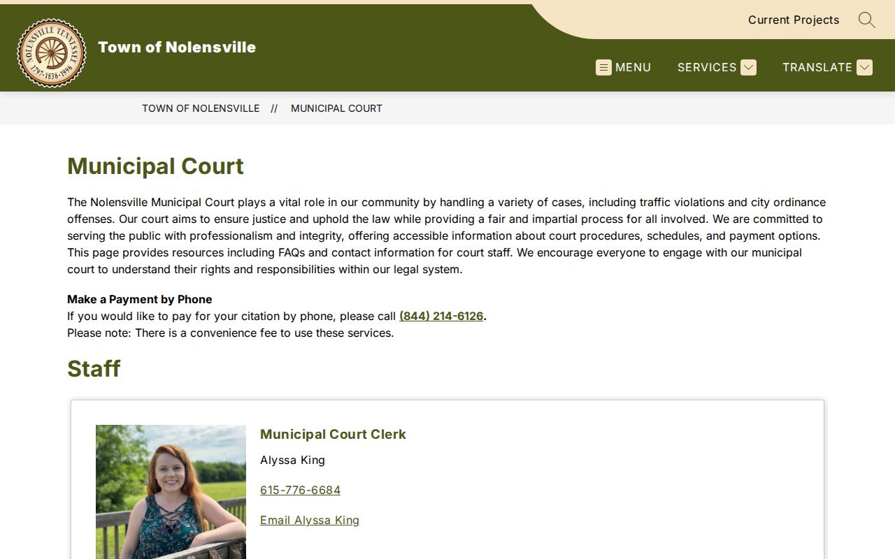 Nolensville court docket Municipal Court page