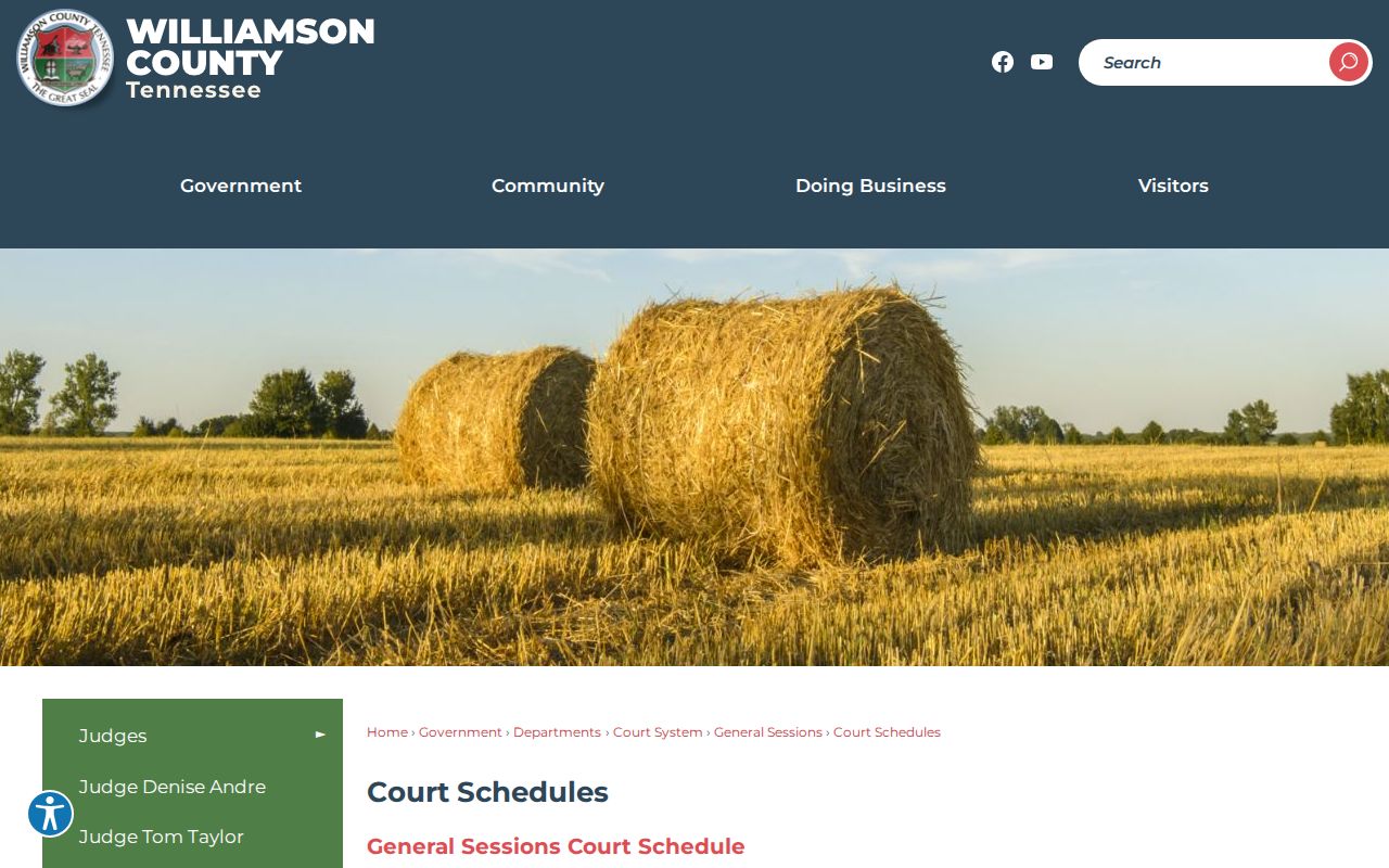 Williamson County court docket and General Sessions schedules
